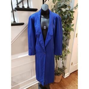 Kristen Blake Royal Blue Long Wool Coat Women's Size 8 USA Made Vintage Style